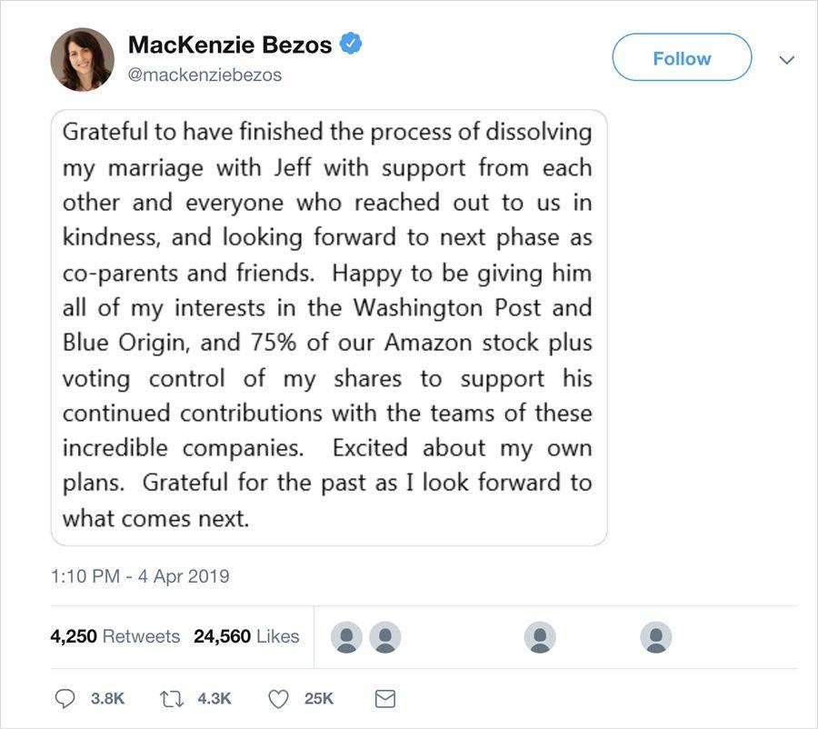 放弃这么好的前妻,亚马逊CEO贝索斯真的不会后悔吗 放弃这么好的前妻,亚马逊CEO贝索斯真的不会后悔吗